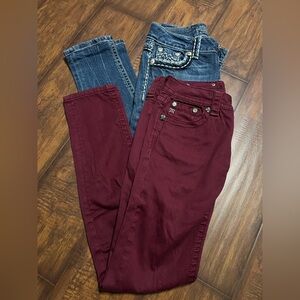 Miss Me Burgundy and Blue Skinny Jeans
